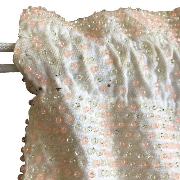 Vintage Cream Reversible Beaded Drawstring Clutch - Picture 6 of 7